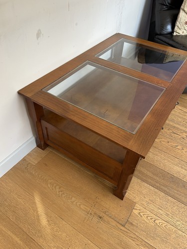 Glass wooden coffee table - glass,