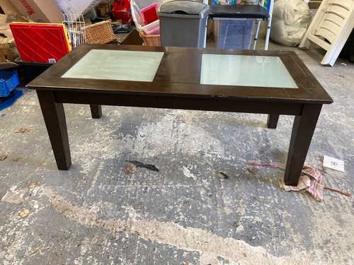 Glass wooden coffee table - coffee,