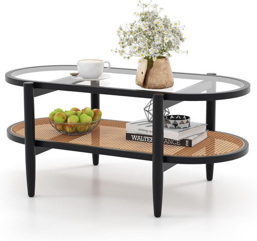 Coffee table glass wooden - coffee,