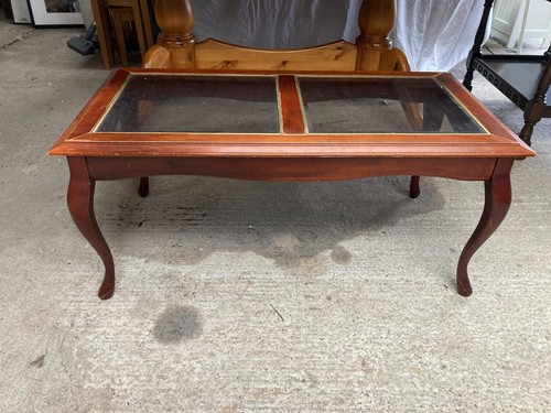Glass wooden coffee table - wooden,
