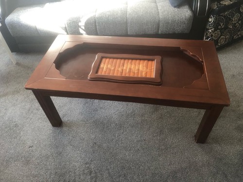 Glass top brown wooden - glass, table