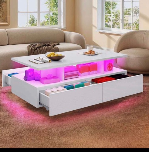 Modern led coffee table white - modern,