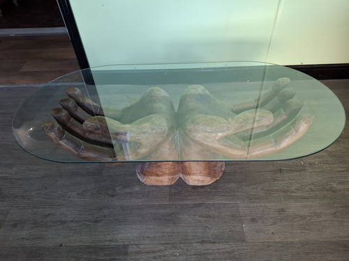 Wooden hand carved hands glass - carved,