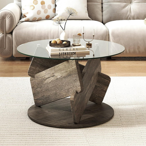 Coffee table round glass - table,