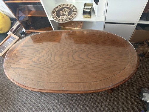 Vintage oval brown wooden - vintage,