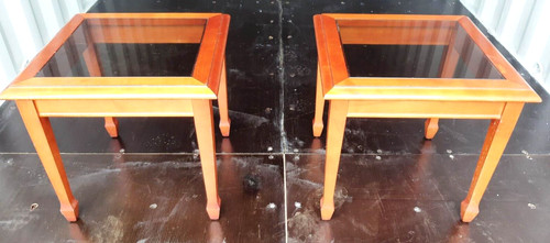 Side tables wooden - wooden, glass