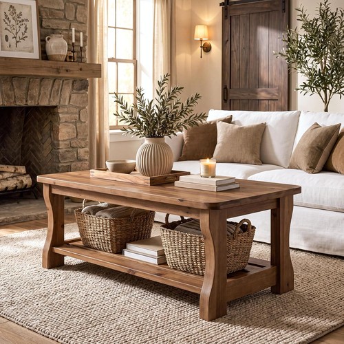 120cm solid wood coffee table - solid,