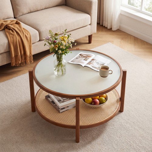 Round wooden accent - round, table