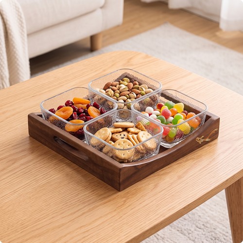 Wooden tray with - with, bowls