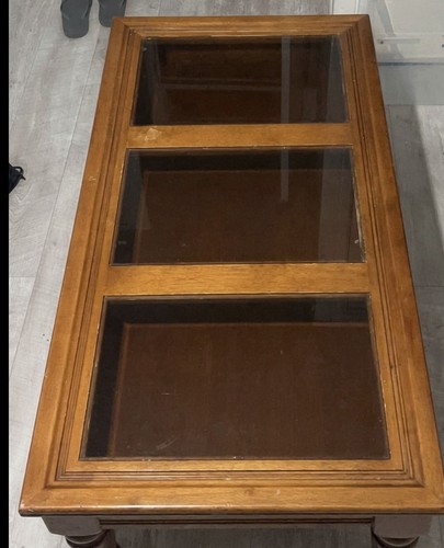 Vintage glass top coffee table - vintage,