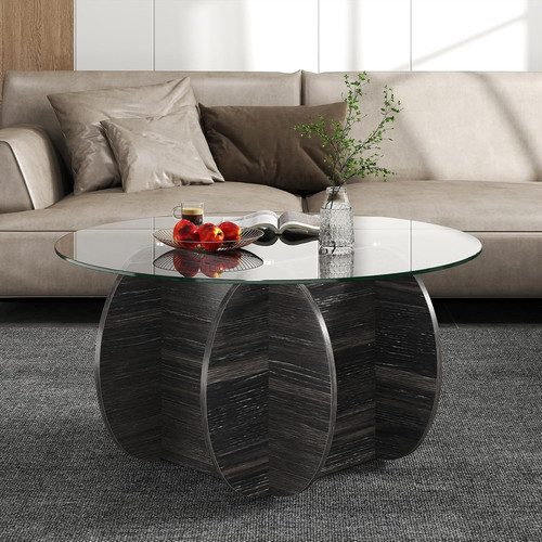 Coffee table round glass - coffee,