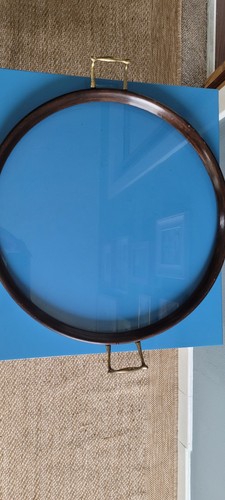 Large vintage round glass tray - vintage,
